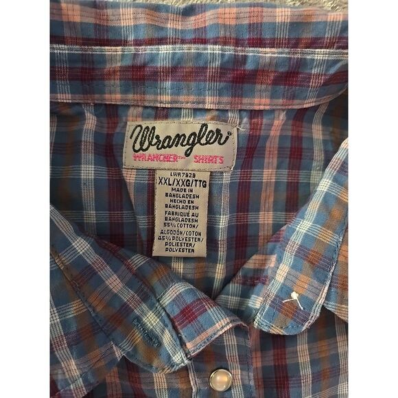 Wrangler Western Plaid Long Sleeve Snap Front Shirt XXL Mens Pearl Snap - Picture 4 of 8